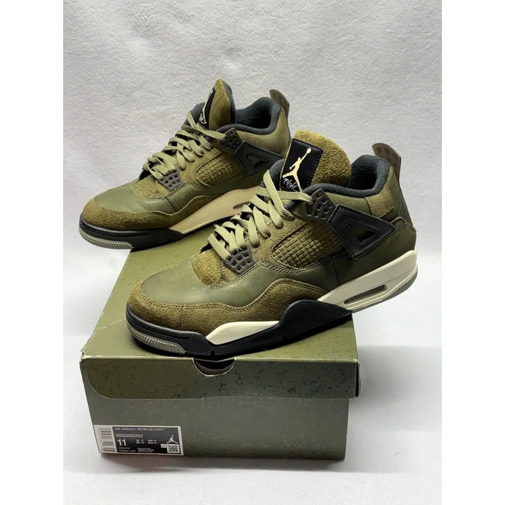 Air Jordan 4 Retro SE Craft Olive Medium Olive Black FB9927-200 Mens 11